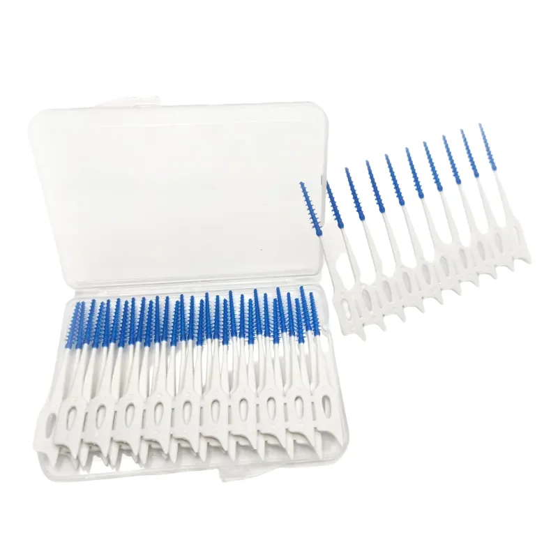 40 Pcs/Box Silicone Interdental Brushes Super Soft Dental Cleaning Brush Teeth Cleaner Dental Floss Toothpicks Oral Care Tools