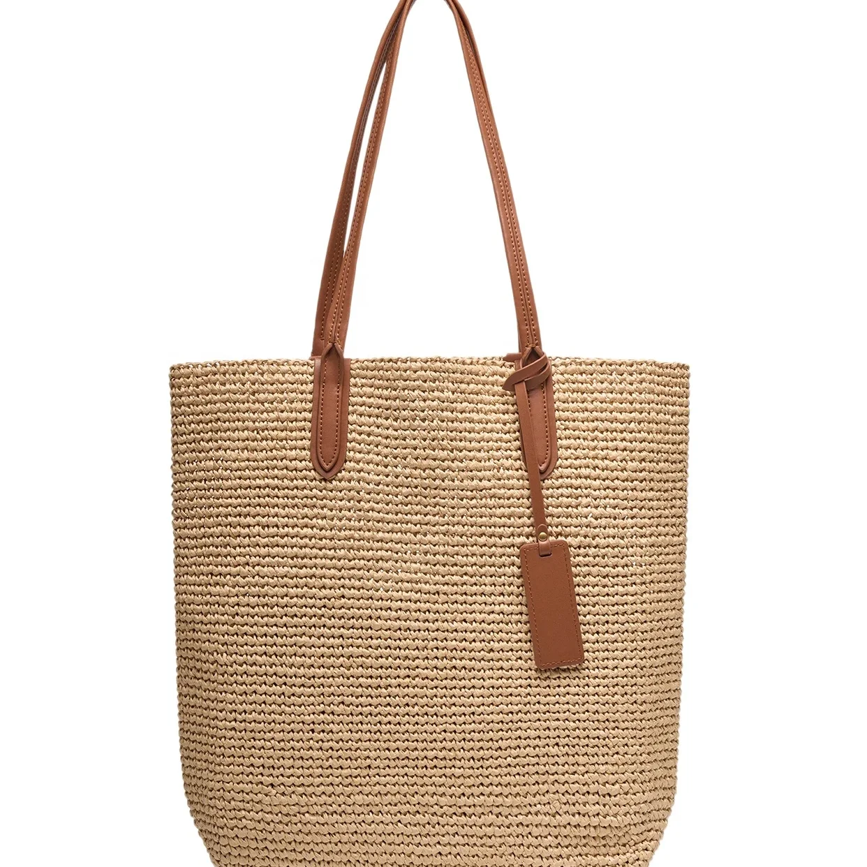 Fashion Hand Made Matte Raffia Summer Women Straw Woven Tote Bag Beach Bag