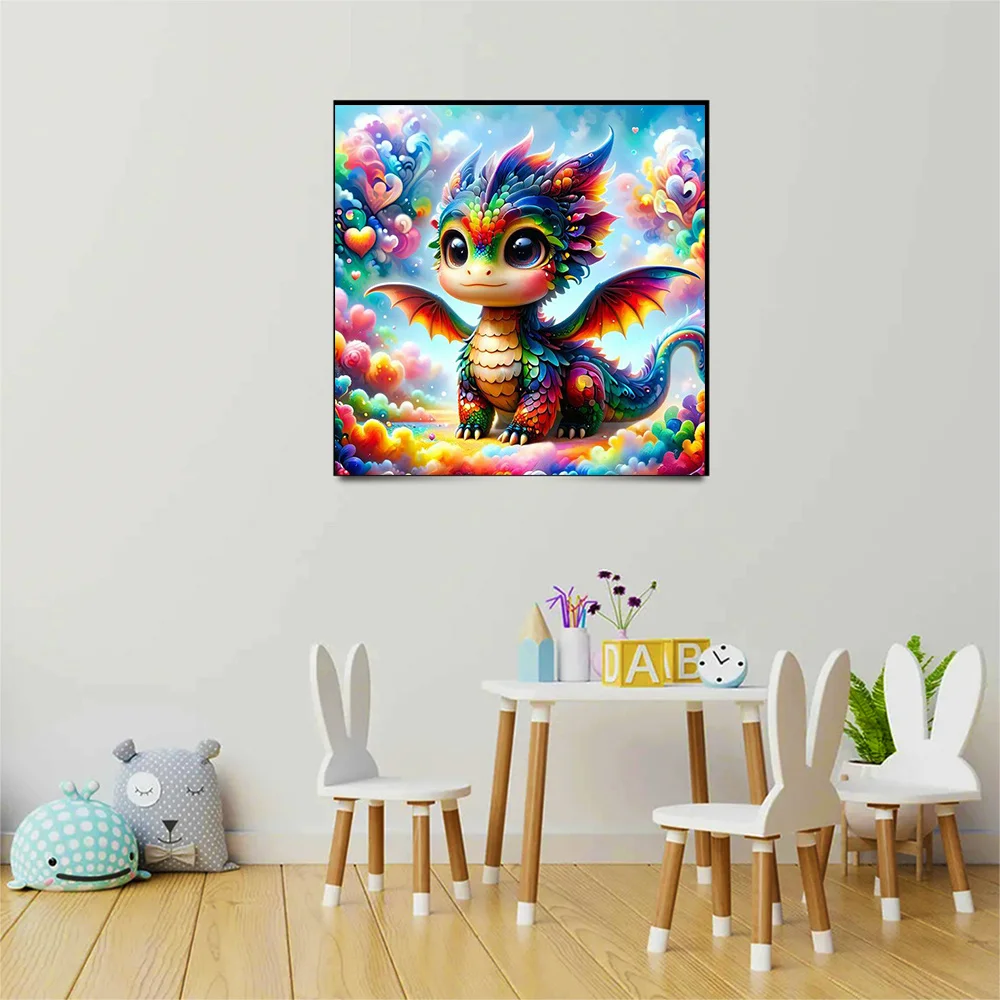 Momoart Full Square Round Diamond Painting Dragon Animal New Arrival Mosaic Cartoon Craft Kit Embroidery Handmade Gift