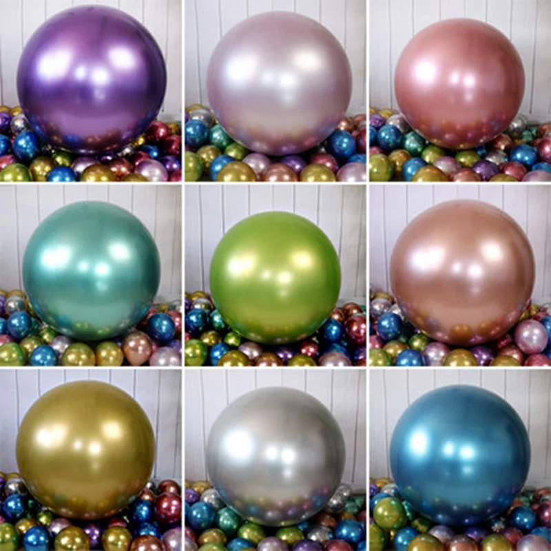 2~20Pcs 36inch Big Size Chrome Metallic Latex Balloons Metallic Colors helium Air Balls Globos Wedding Baby Birthday Party Decor