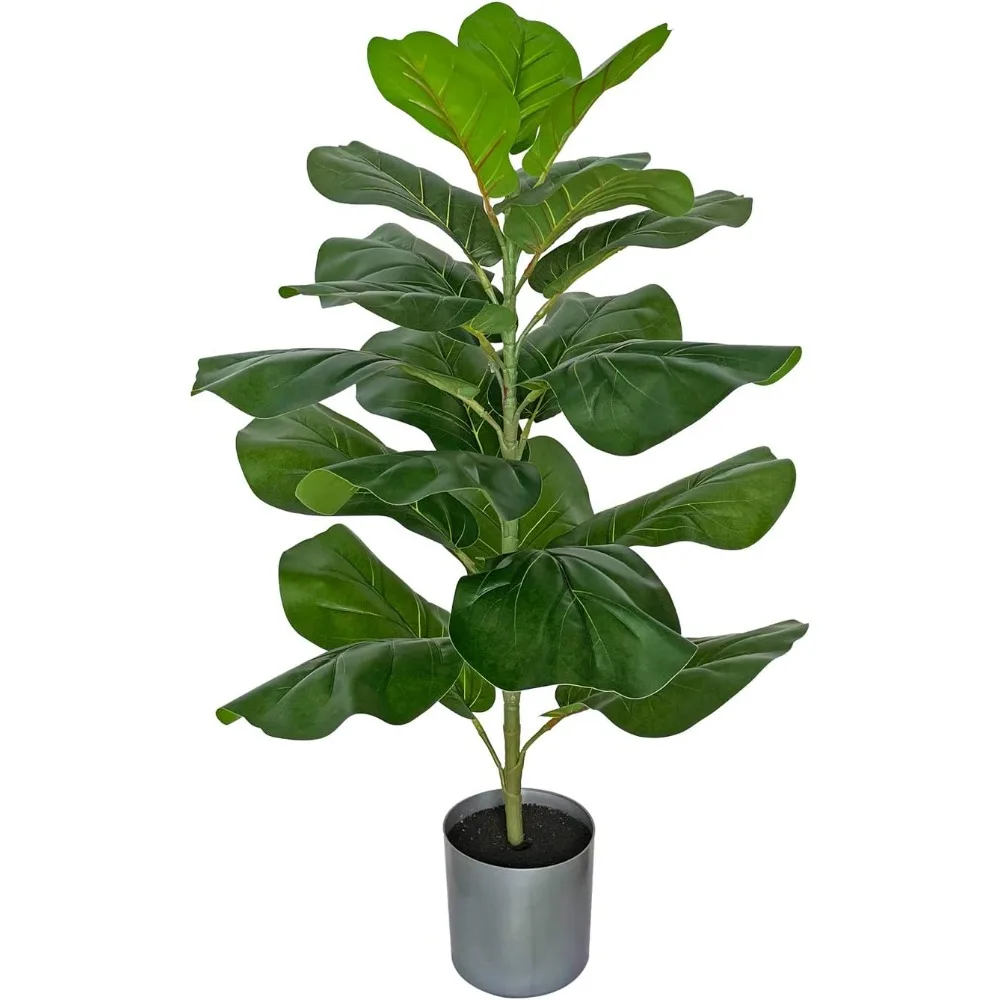 

BESAMENATURE Artificial Fiddle Leaf Fig Tree/Faux Ficus Lyrata for Home Office Decoration, 30.5" Tall, Ships in Silvery Gray Pla