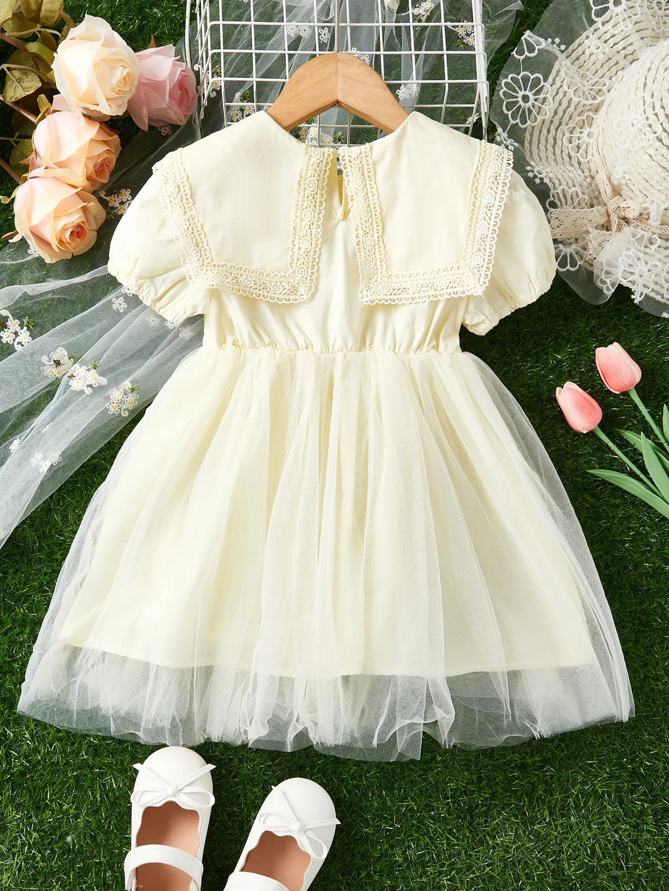 Girls Casual Cute Embroidered Cartoon Dress Summer Little Girls Mesh Princess Dress Kids Toddler Clothes