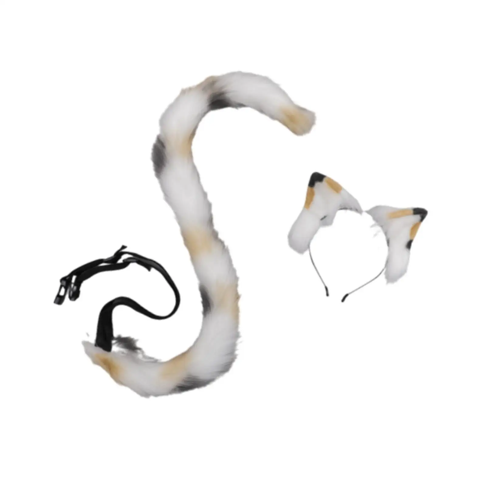 Cat Ears and Tail Set Cosplay Bendable Animal Ears Tail Cat Headband for Prom Carnival Role Play Masquerade Stage Performance