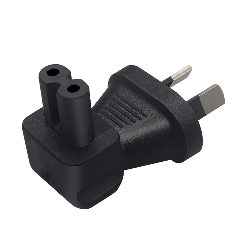 Schwarzer 90-Grad-Winkel AU 2-poliger auf C7-Stromkabelstecker Australien Neuseeland Stecker auf Abbildung 8 Buchse Konverterbuchse
