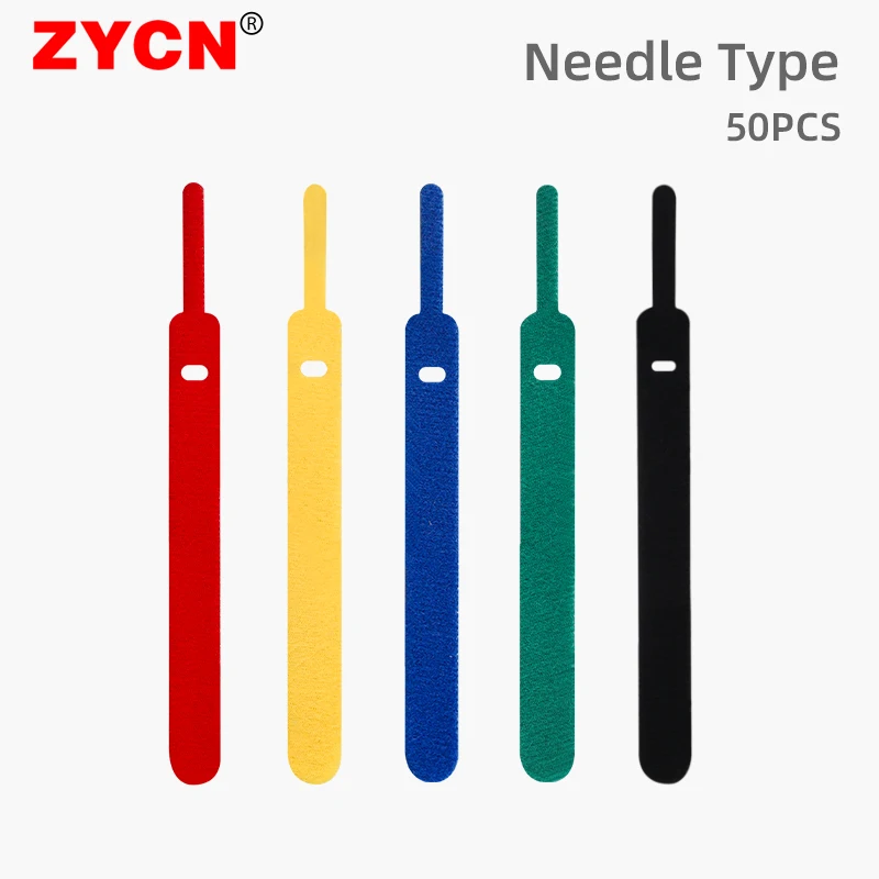 50Pcs Cable Tie Wire Needle Type Hook Loop Reusable Cord Organizer 12*150mm Color Computer Strap Releasabl Nylon Wrap Zip Bundle