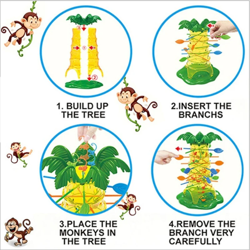 I bambini interessanti giocattoli di intelligenza abbassano le scimmie che si arrampicano sull\'albero delle scimmie