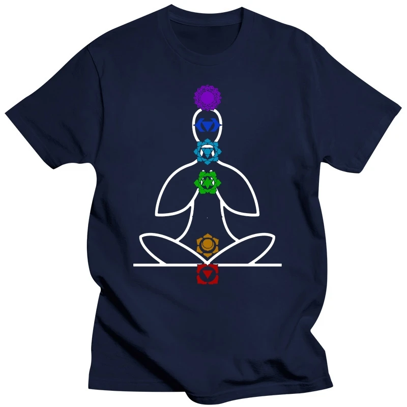 CHAKRA YOGA MEDITATION BUDDHIST NAMASTE SPIRITUAL Mens Black T-Shirt  Cartoon t shirt men Unisex New Fashion tshirt