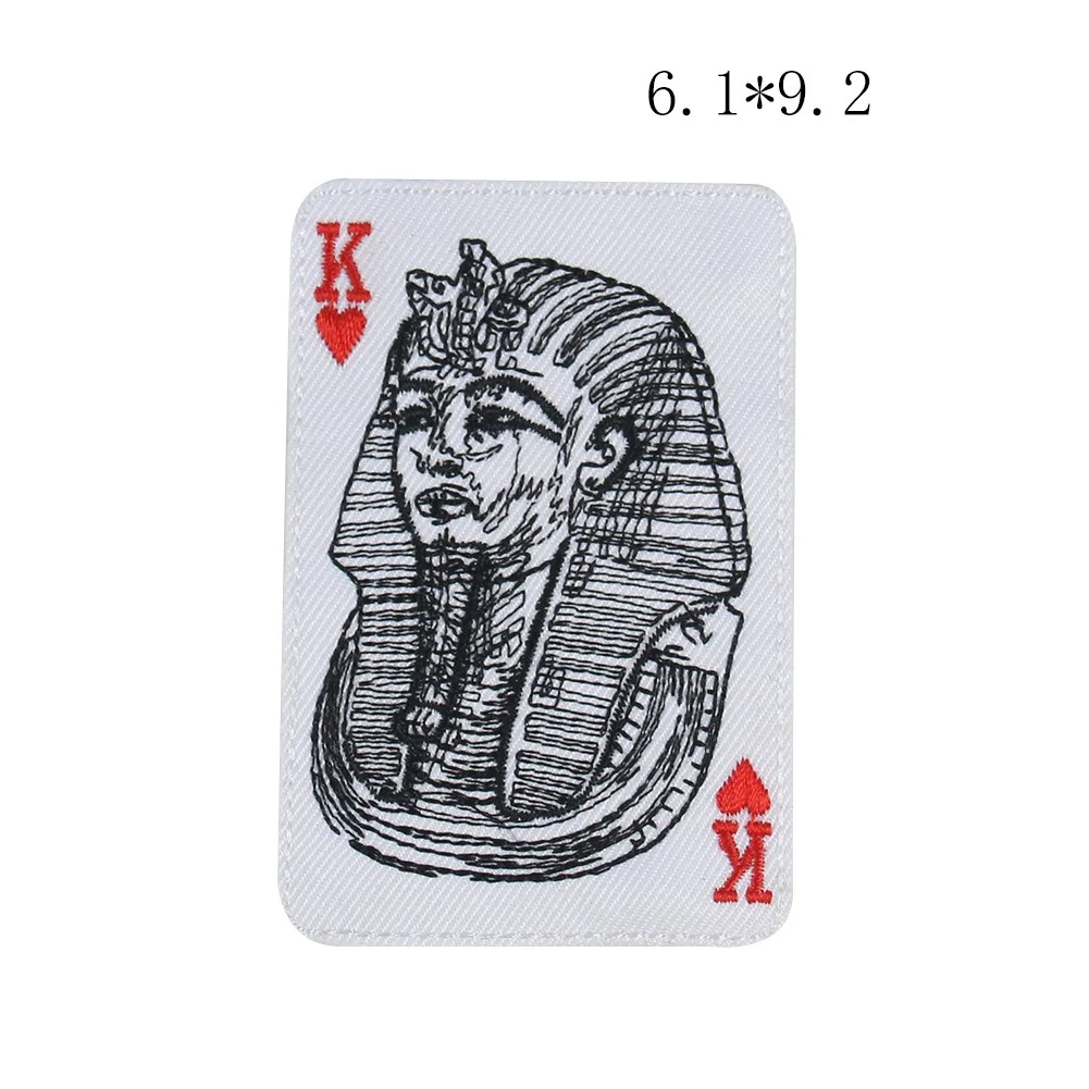 Poker Cards Embroidery Iron on Patches for Clothing Skull Spade A Card Thermo Adhesive Stickers King Queen Figure Dice Appliques