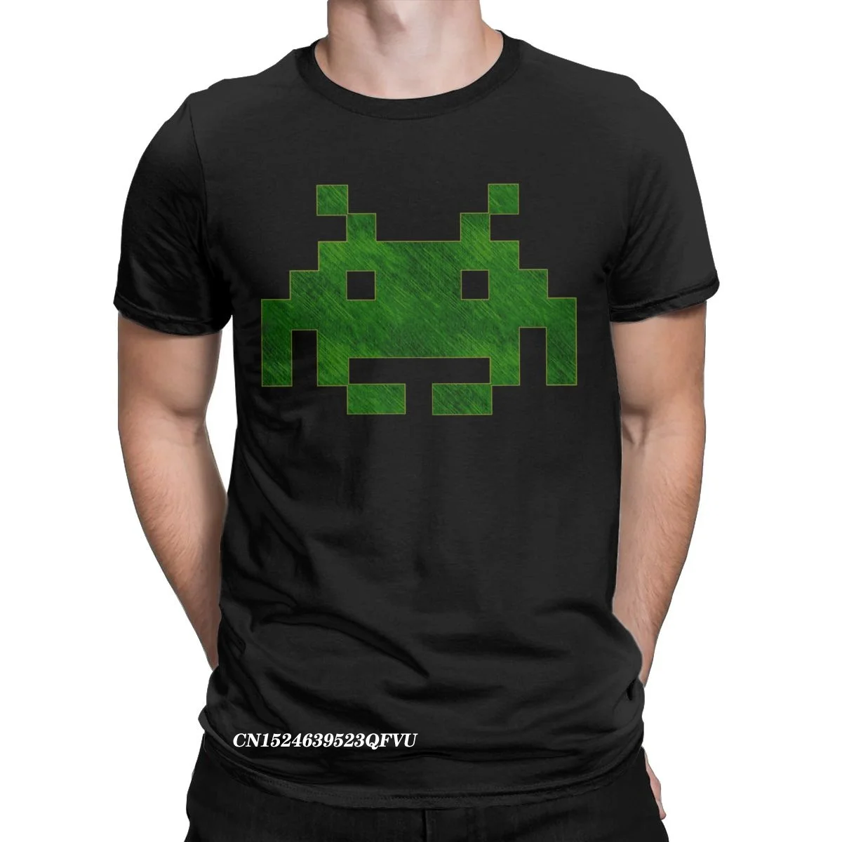 

Зеленая джинсовая мужская футболка GEEK Space Invaders, большая хипстерская футболка для геймеров и игр, футболка, одежда из чистого хлопка