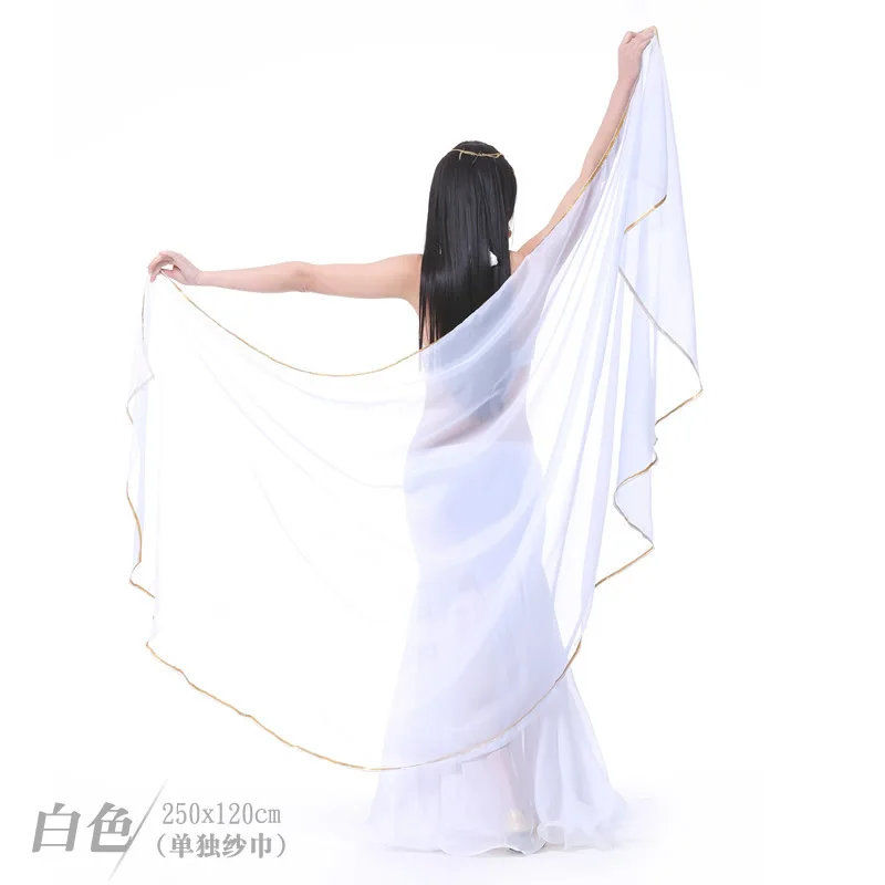 

250*120cm Stage Performance Belly Dance Scarf Shawl Light Texture Half Circle Veils Professional Women Belly Dance Veil Chiffon