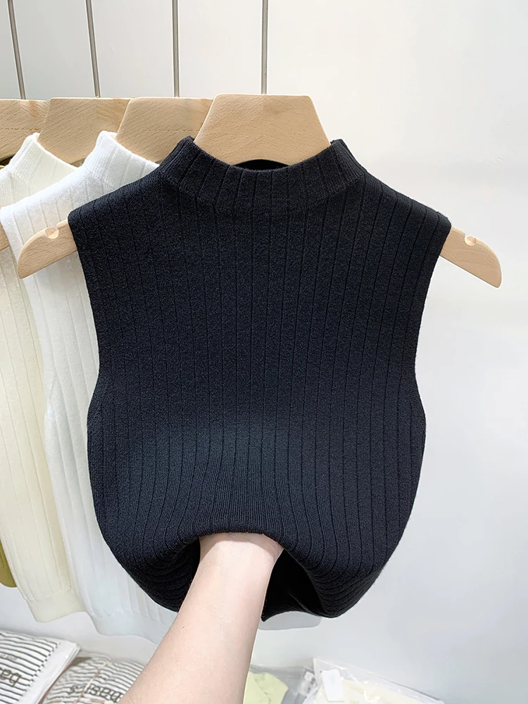 Korea Knitted Vests Women Top Solid Tank Blusas Mujer De Moda Summer New Fashion Female Sleeveless Casual Thin Tops