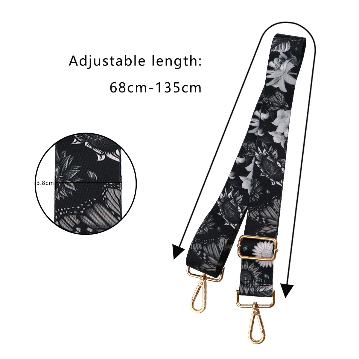 Vlinder Bloemenpatroon Vrouwen Schouder Messenger Tassen Diy Verstelbare Nylon Band Tas Deel Accessoires Vrouwelijke Handtas Riem