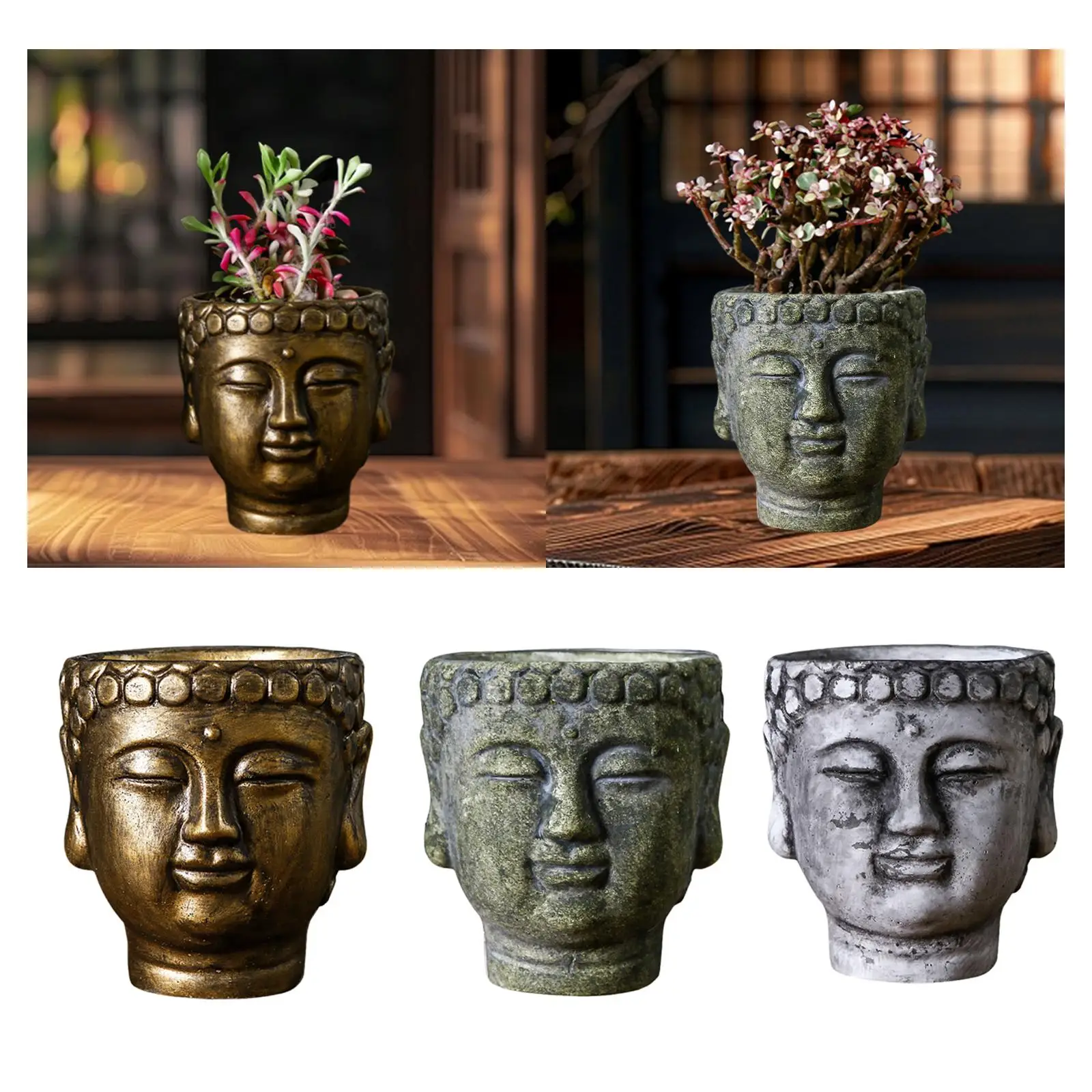 

Buddha Head Planter Plant Flower Container Housewarming Gift Collectible Buddha