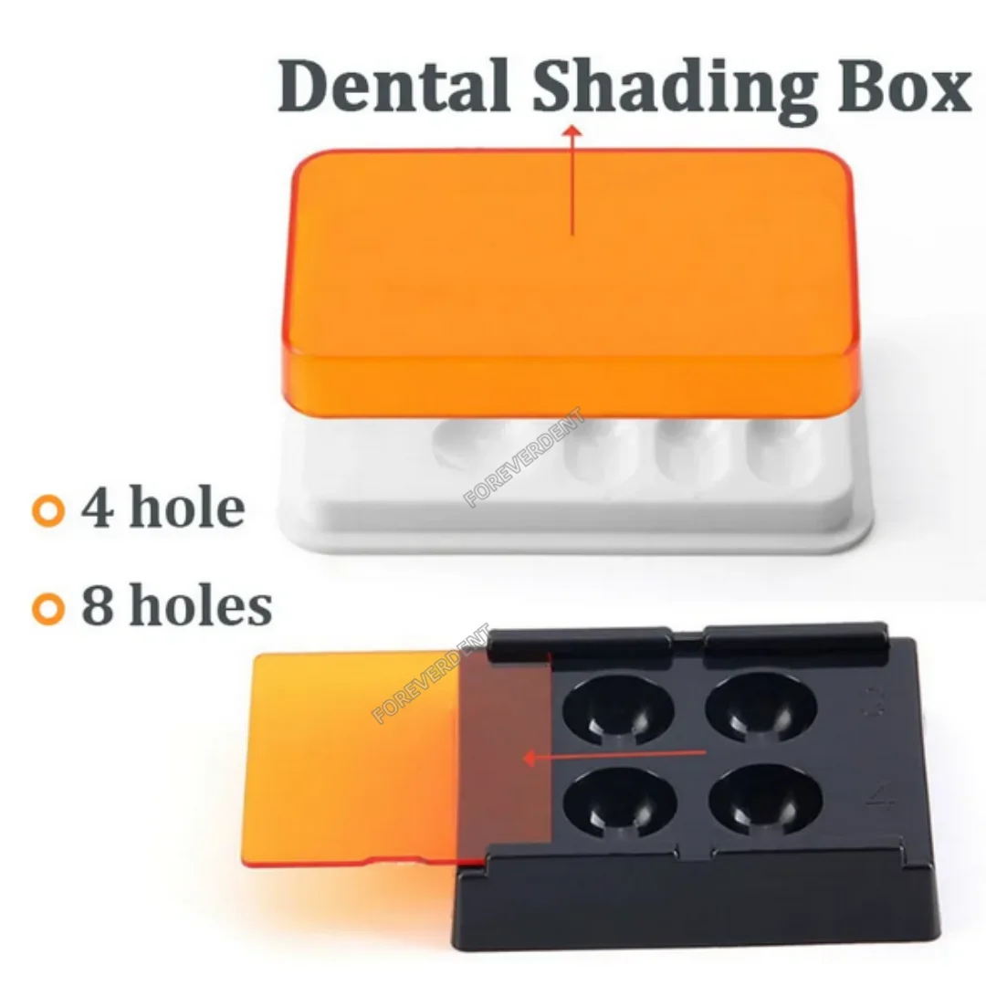 

10pcs 4 Holes/8 Holes Dental Veneer Storage Box Teeth Patch Shading Light Storage Case Denture Retainer Molar Boxes