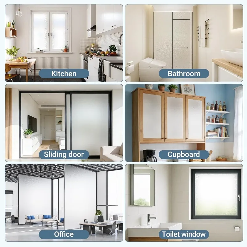 Window Privacy Film Frosted Glass Electrostatic Sticker PVC Cover Window Wallpaper Suitable for Home Office Bathroom Decoration