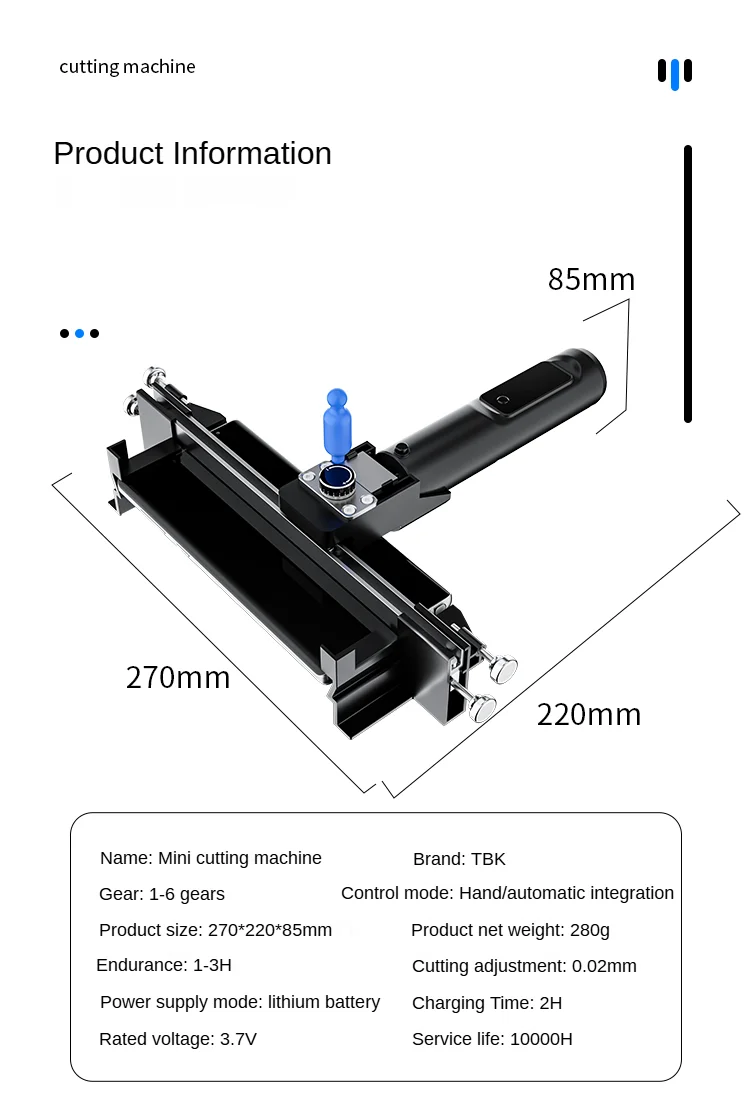 TBK928 Mini macchina da taglio elettrica portatile autolampata ad alta precisione per apparecchiature industriali per telefoni curvi e diritti