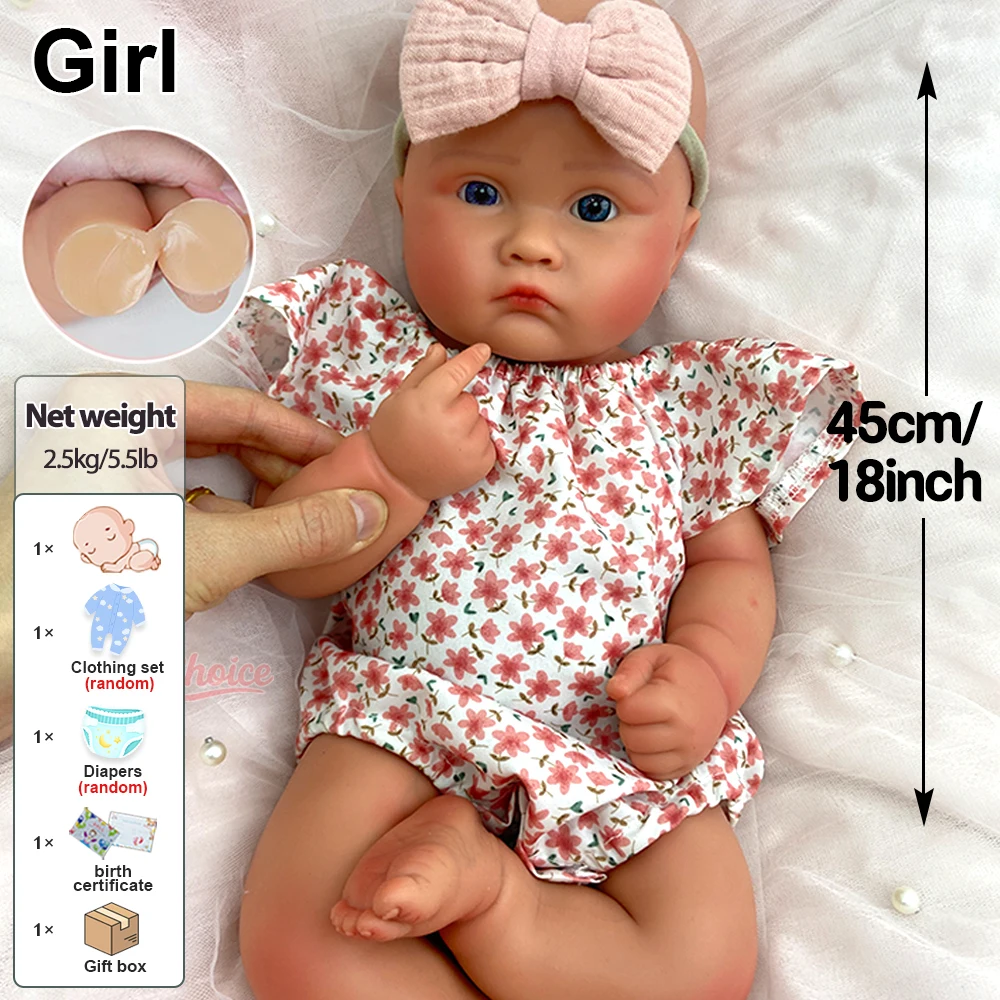 손으로 만든 개방된 입 소녀 통통한 유연한 실리콘 재탄생 아기 3D 피부 세척 가능한 재탄생 인형 사진 작가 예술가를 위해