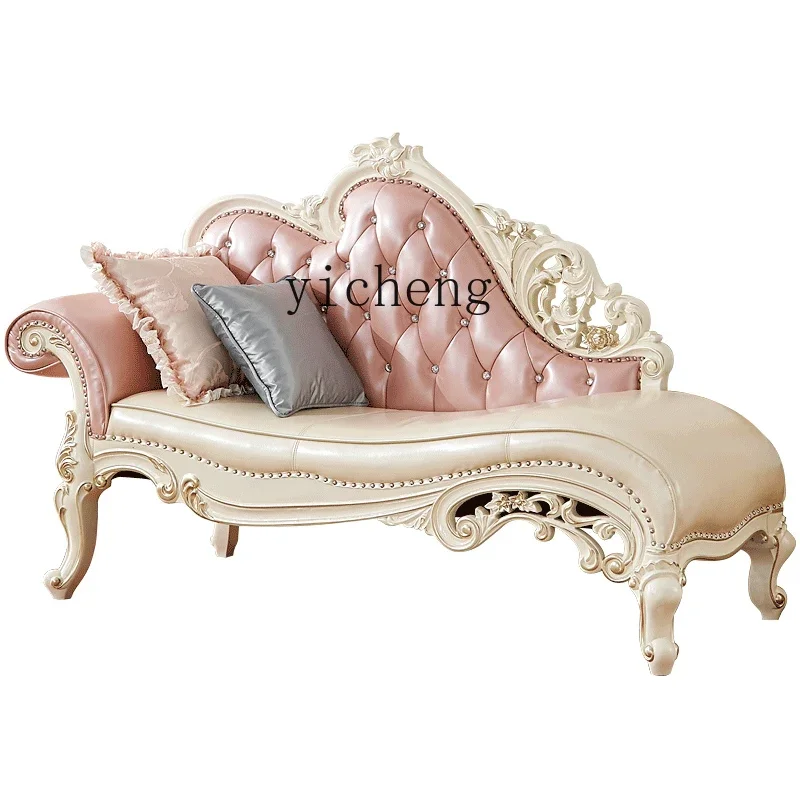 

XL Solid Wood Carved Leather Solid Chair Sofa Taffy Chair Beauty Bed Chaise Longue