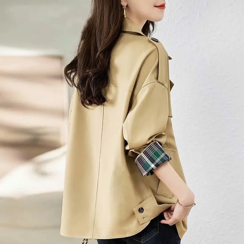 2023 Spring Autumn New High-end Trench Coat Women Small Casual Versatile Overcoat Montage with Lining Jacket Slimming Outwear