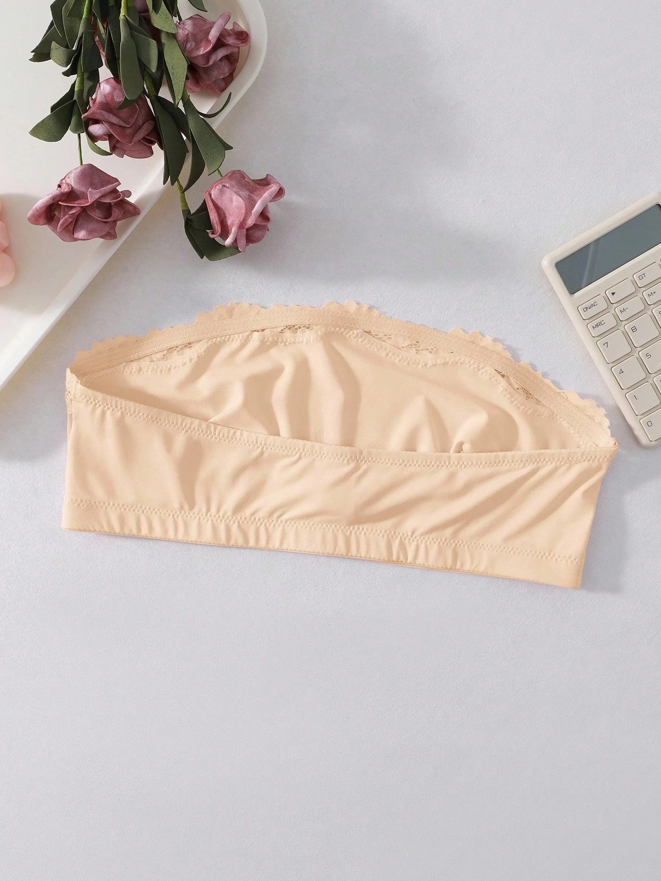 طقم حمالة صدر لاسلكية مكون من 4 قطع - حواف دانتيل بدون حمالات، بدون حشوة، 4 ألوان (بيج/عاري/وردي/أسود) - طبقات يومية