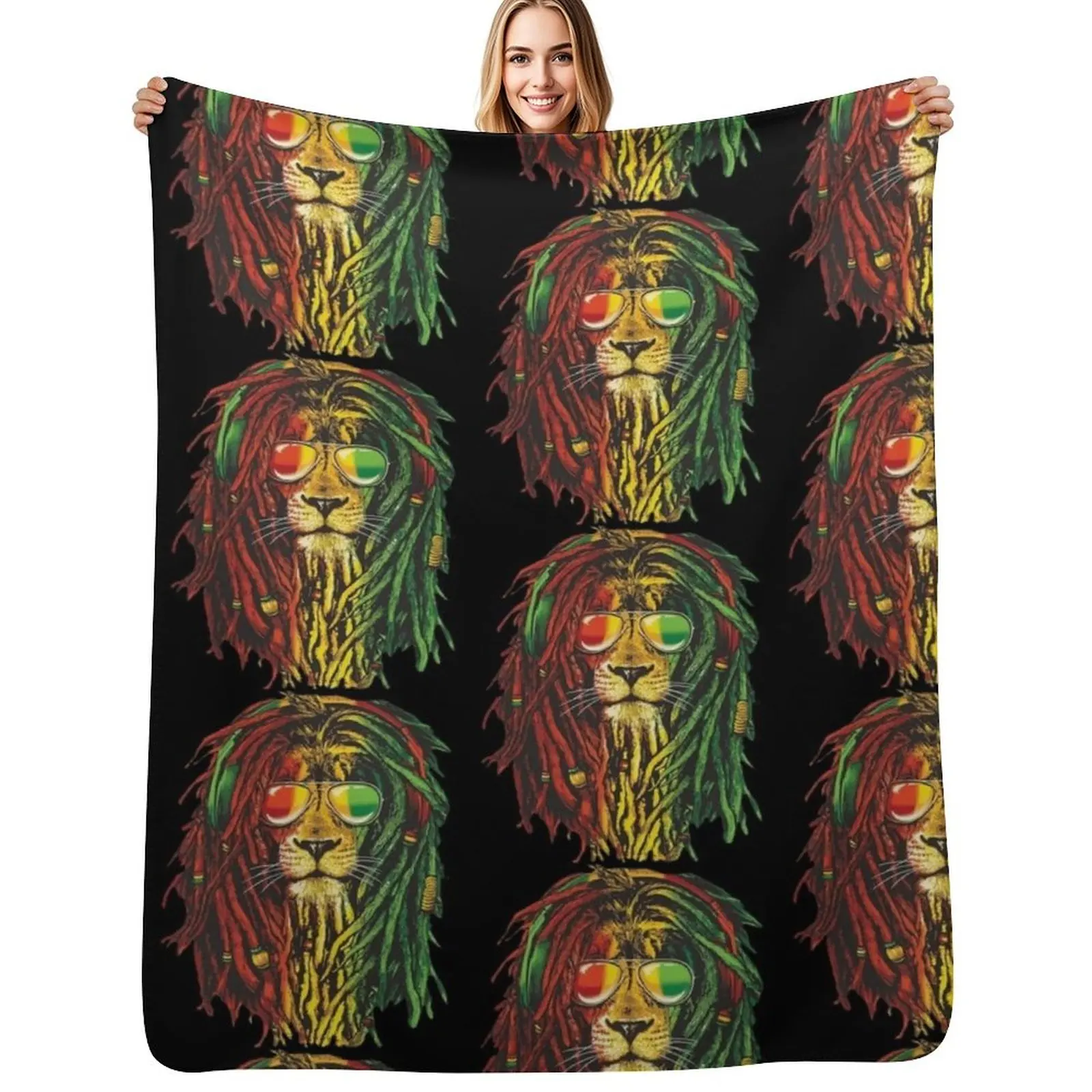 

Rastafari Lion Reggae Lover Throw Blanket wednesday Hair Personalized Gift Blanket