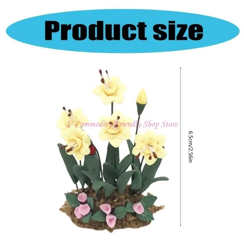 85AE – plantes maison poupée, figurine fleur jaune, modèle fleur, décorations pour maisons poupée, accessoires