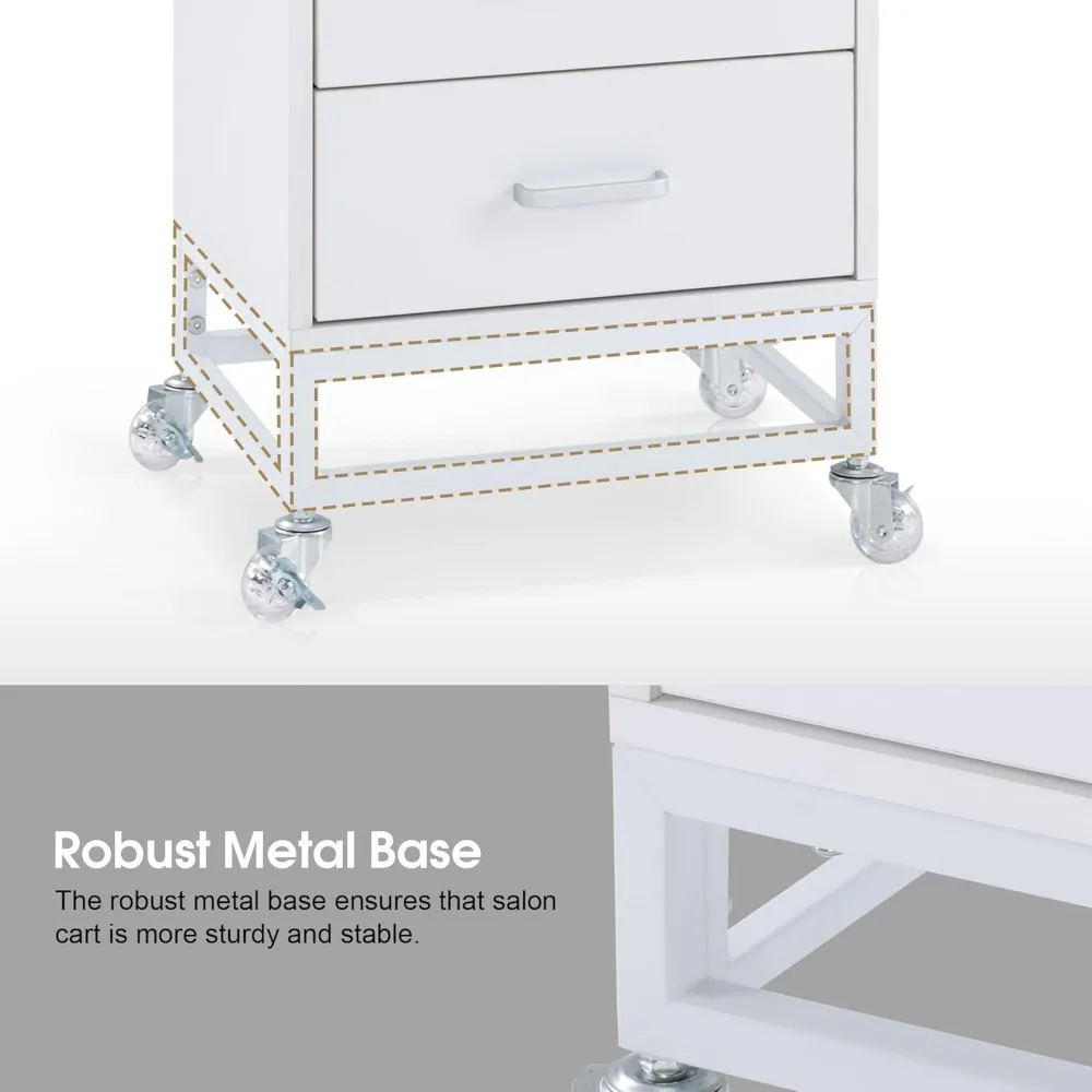 Salon Storage Rolling Trolley Cart, Barber Mobile Station for Hair Stylist with Lockable Wheels & Tool Holders, Beauty 6 Tier U