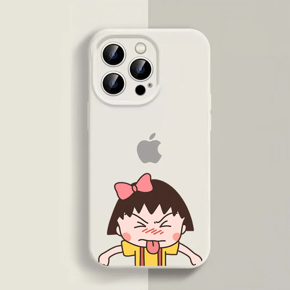 Cartoon Cute C-Chibi Maruko-chan Phone Case For Iphone 11 13 14 15 16 Pro Max X Xr Xs Max Se2020 12mini White Cover Case