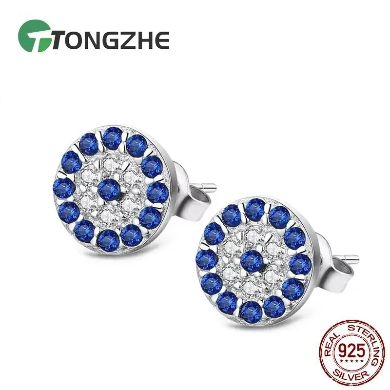

Серьги TOONGZHE из стерлингового серебра 925 пробы с подвесками CZ Lucky Turkey Evil Eye, крошечные серьги-гвоздики для женщин, модные ювелирные изделия, подарок для девочки