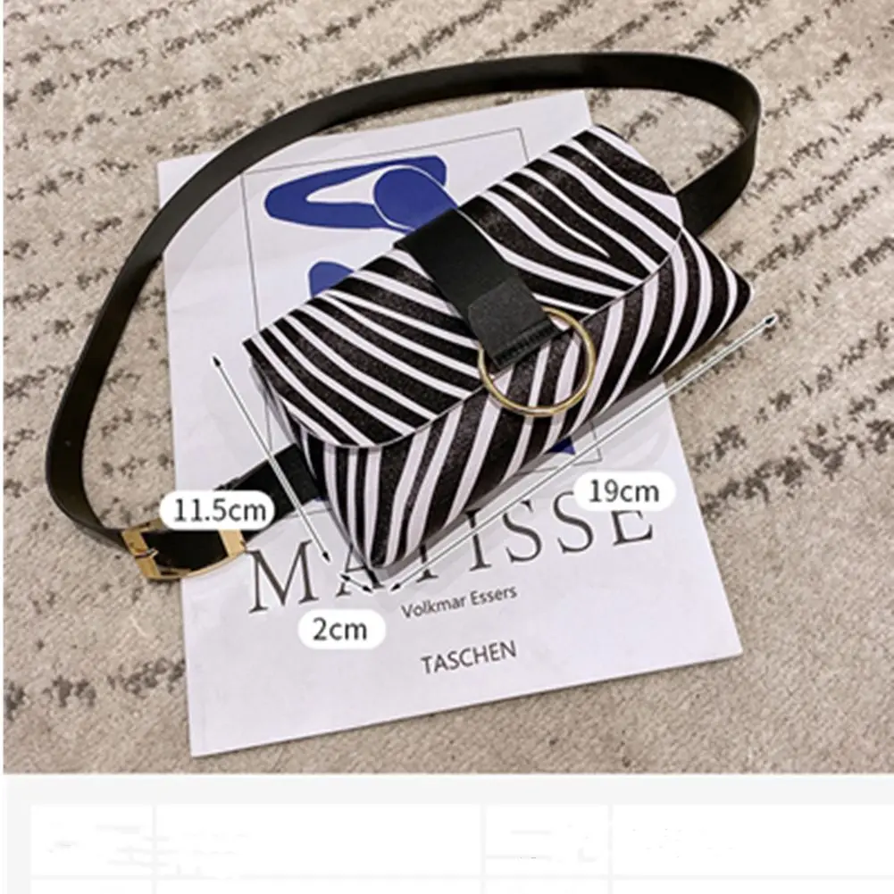 Mini Waist Bag 2 In 1 Leopard Stripe Coin Purse Ladies Belt Bag Belt Mobile Phone Bag Waist Bag Flap Leather Fanny Pack