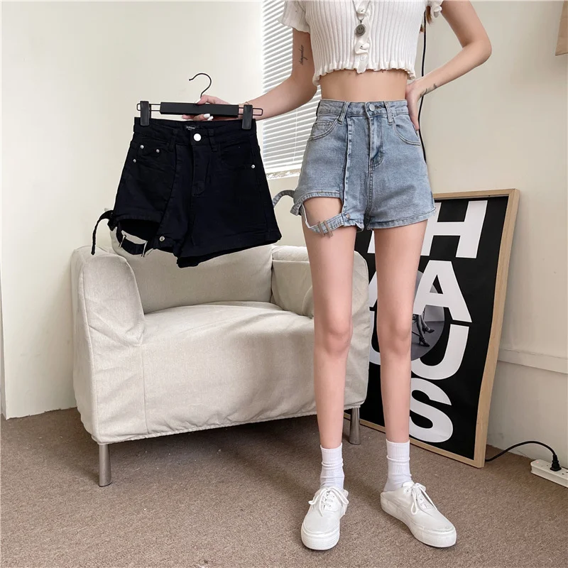 Shorts Women Denim High Waist Oversize  Button Korean Style Trendy Streetwear  Summer Ladies Leisure Design Newly