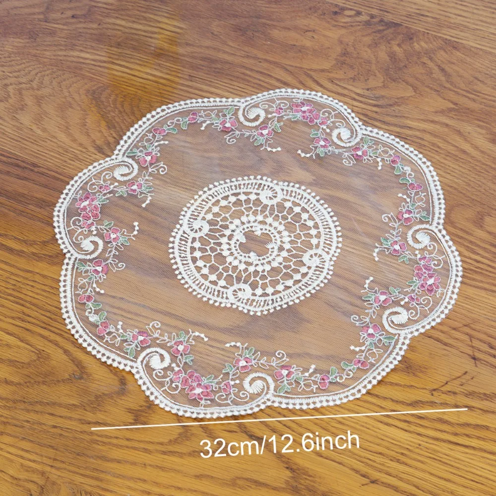 1PC Retro Lace Floral Embroidered Placemat Romantic French Style Table Decoration Vintage Floral Placemat