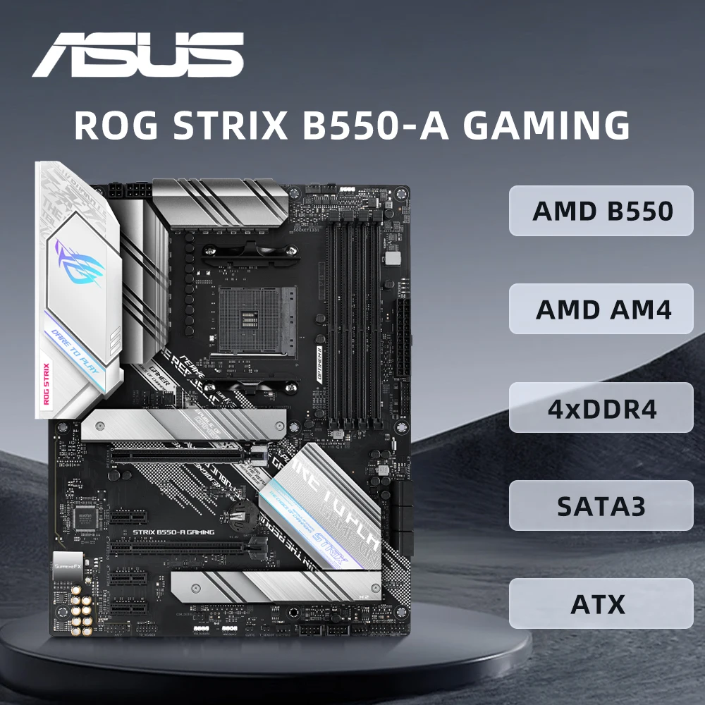 ASUS ROG STRIX B550-A GAMING, carte mère d'occasion, avec prise AM4 pour Ryzen 7 5800x3d 5700x3d, prend en charge 4x DIMM Max. 128 Go DDR4