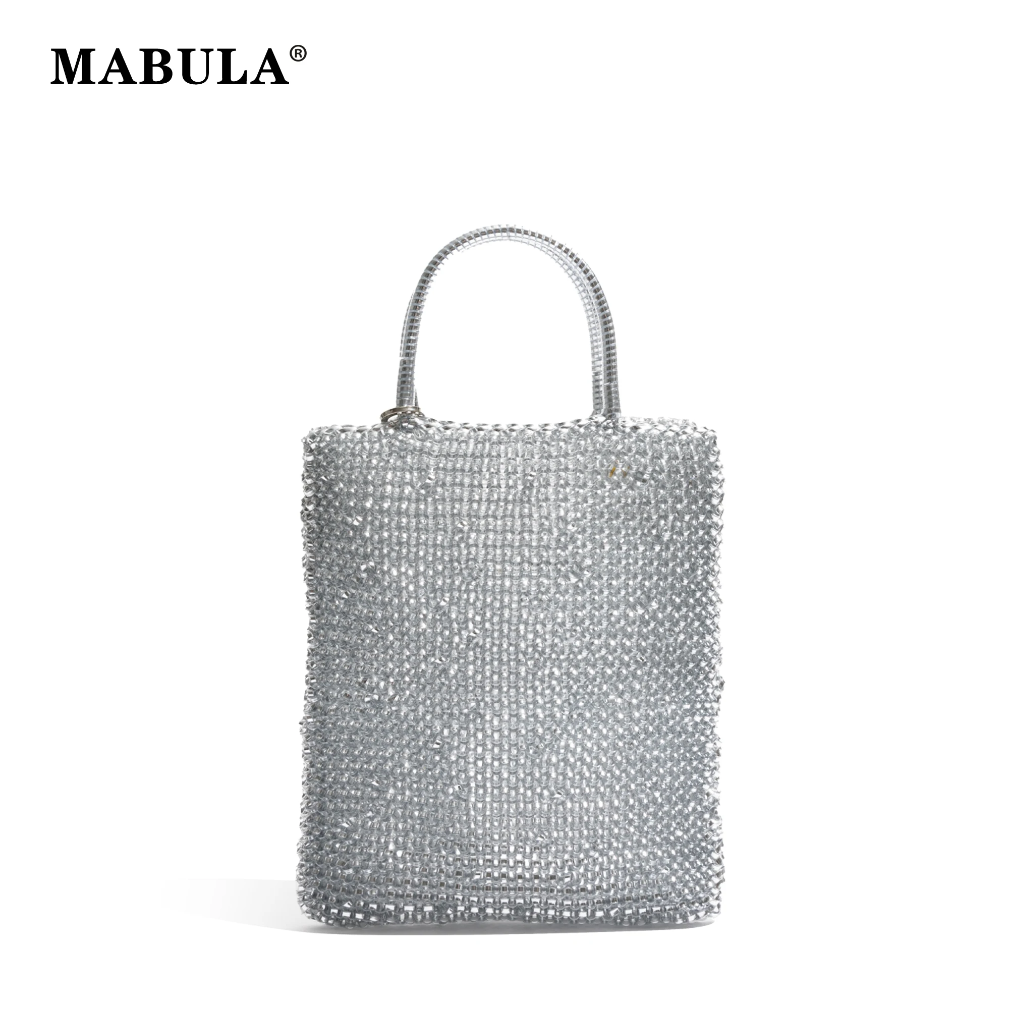 

MABULA NEW PVC Woven Women's Bag 2025 Luxury Design Solid Color Ladies Daily Shopping Pouch Phone Purse Party Tote Handbag