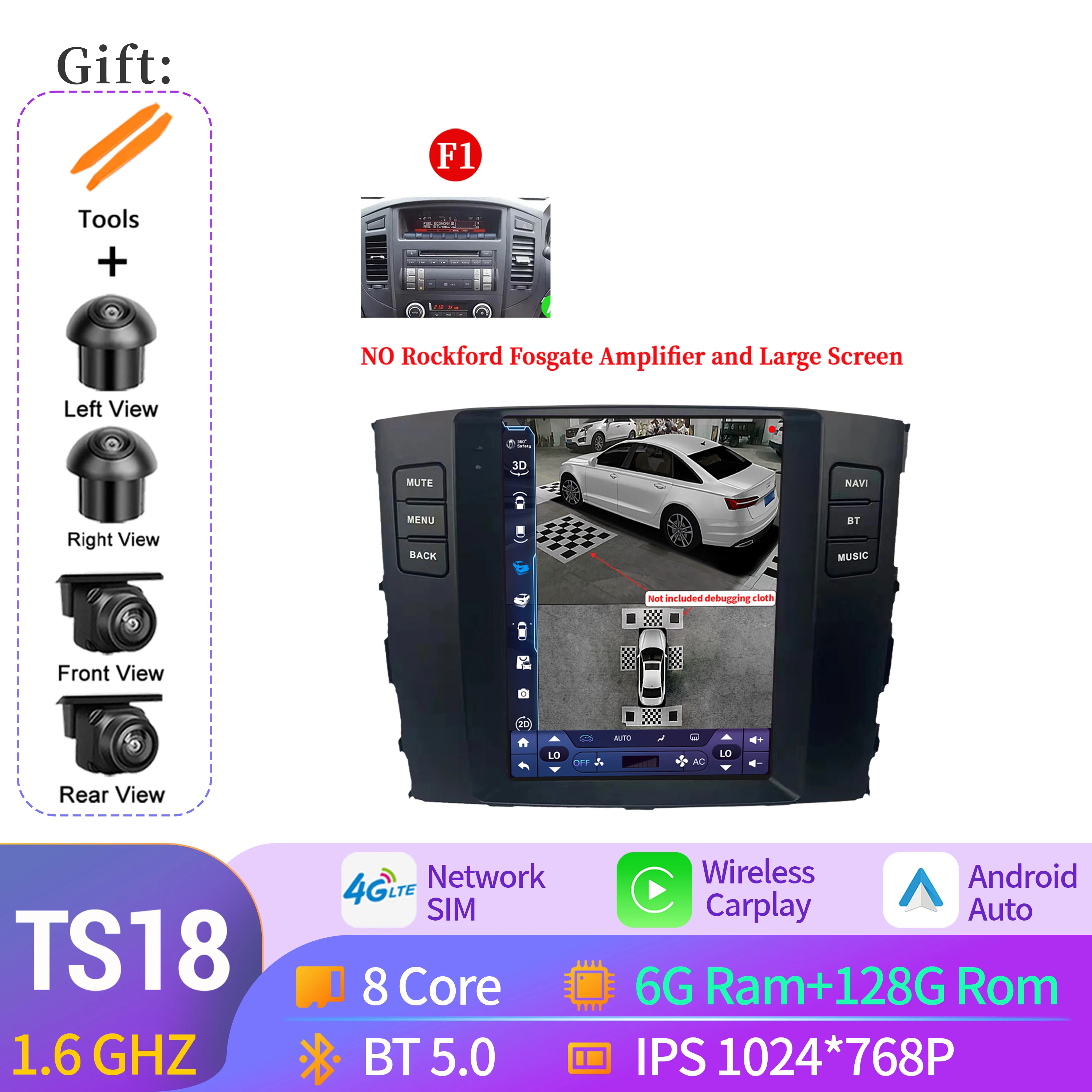 9.7 "Voor Mitsubishi Pajero 4 V80 V90 2006-2014 Autoradio Navigatie Voor Auto Multimedia Speler Navigatie Android 14 QLED Scherm