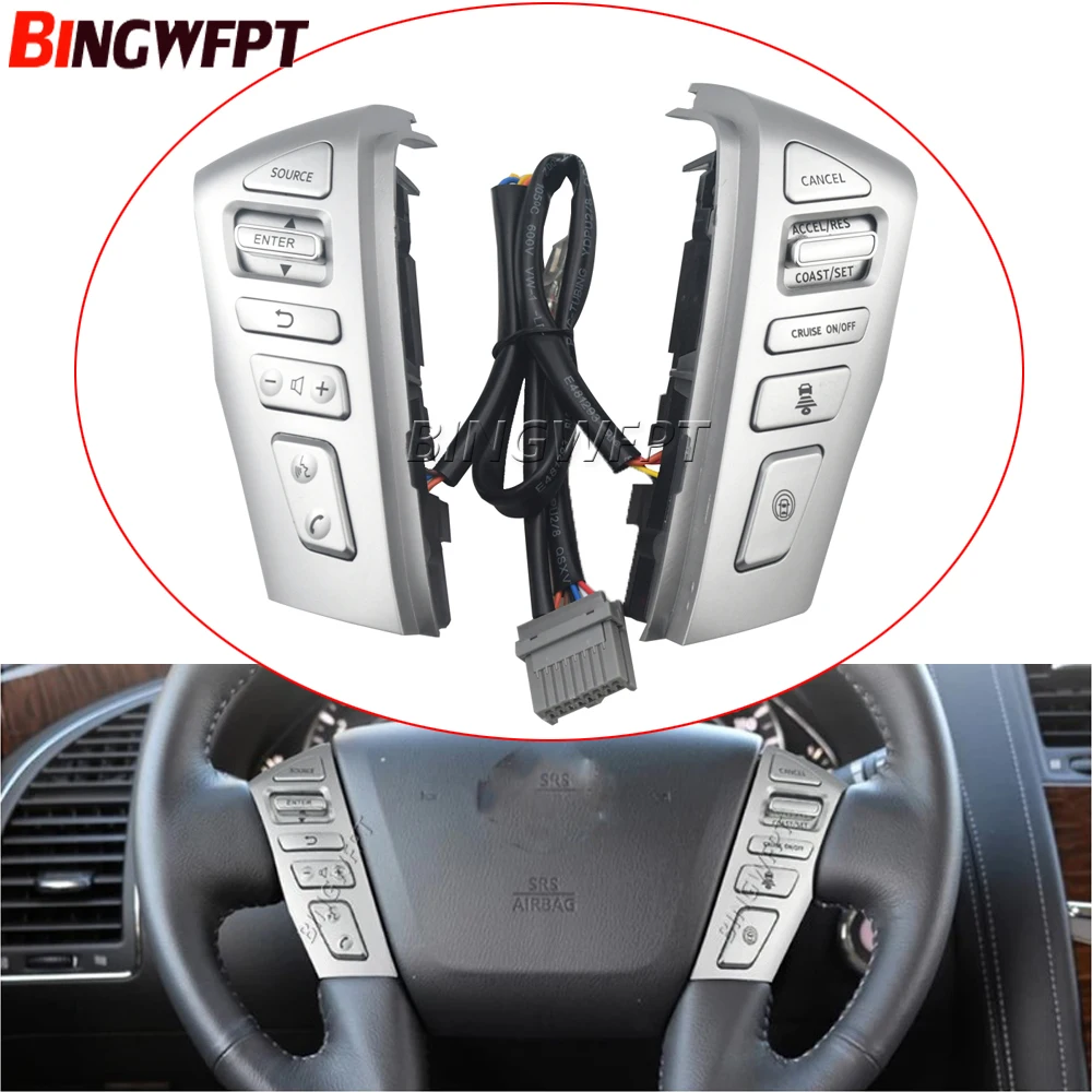 

Car Steering Wheel Controls Cruise Switch Buttons For Nissan PATROL Y62 2012-2018 Switch Telephone Sound Volume