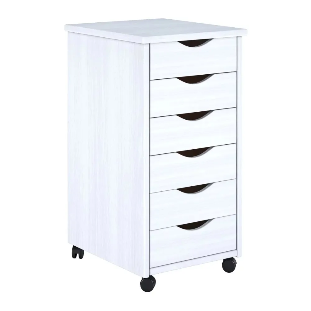 

Adeptus Original Roll Cart, Solid Wood, 6 Drawer Roll Cart, White (13.4" L x 15.4" W x 25.4" H)