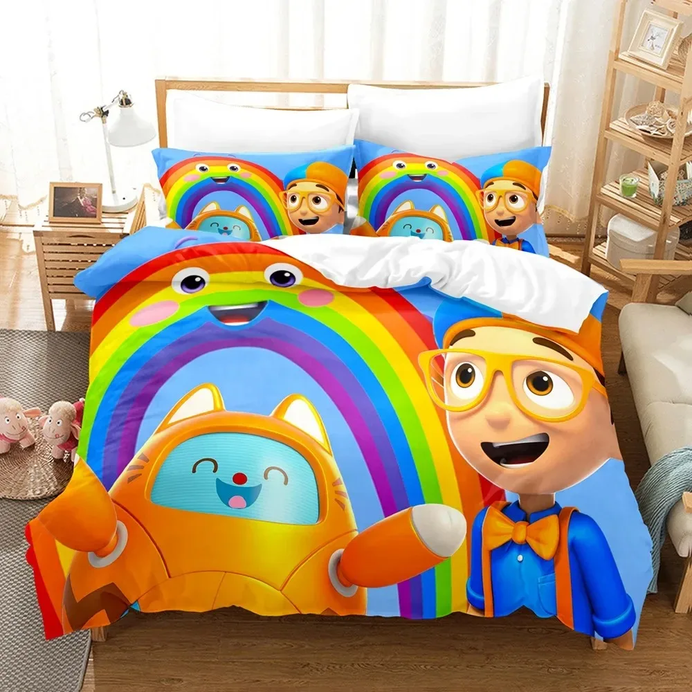 Exquisite 3D B-Blippi Wonders Wallpaper Anime Digital Printing Bedding Set Duvet Cover Comforter Bed Youth Kids Girl Boys Gift