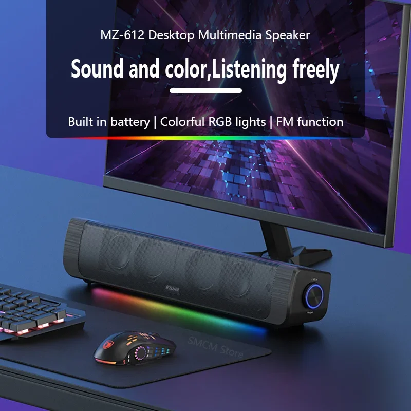 Imagem -02 - Potência Caixa de Som Bluetooth Alto-falantes Poderoso Iluminação Colorida Rgb Computador Soundbar 3d Surround Coluna sem Fio Home Theater Subwoofer Music Center Áudio Laptop pc Sound Bar para tv 20w Alta