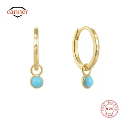 CANNER orecchini a cerchio classici in argento Sterling 925 turchese per donna orecchini semplici in oro 18 carati per regali di festa