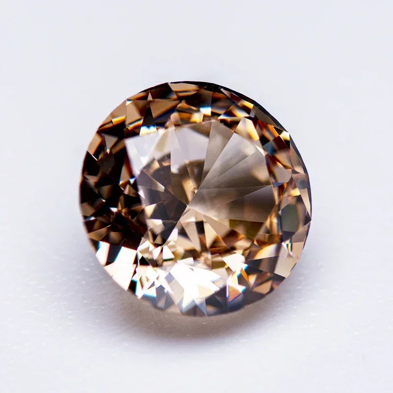 

Hot Sell Cubic Zirconia Crushed Ice Cut No Certificate Round Shape Champagne Color Charms Beads Top Jewelry Making Bracelet Mat