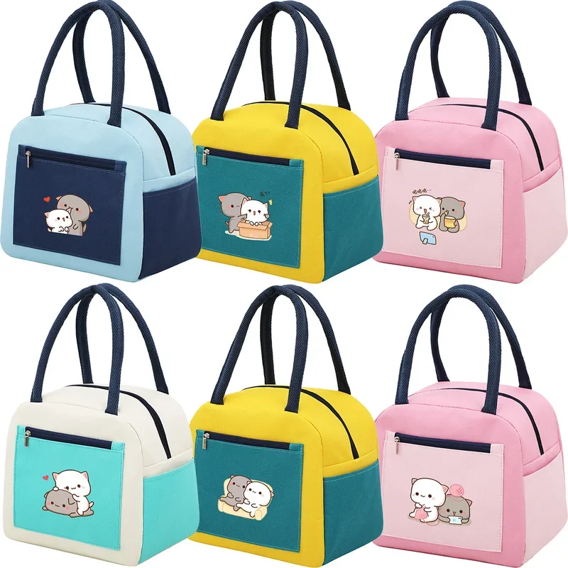 Children's Peach Rubber Insulated Portable Lunch Bag, Thermal Hand Bag, Anime School Lunch Bag, Gift Package