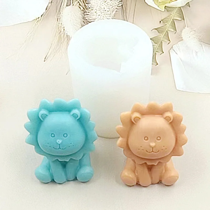 3d three-dimensional lion hand soap mold, liquid fondant cake mold candle silicone mold aromatherapy plaster decoration tool