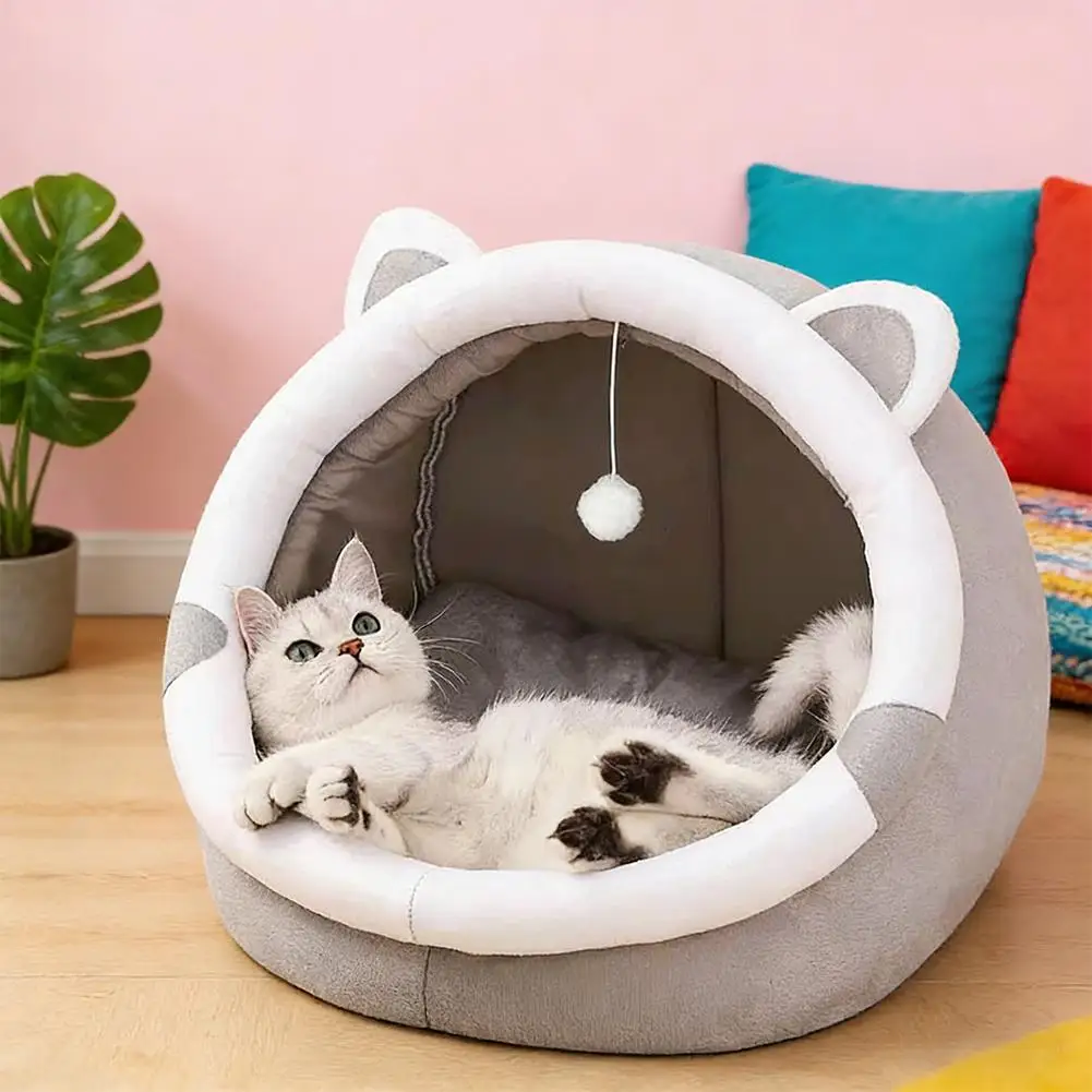 Abnehmbares Und Waschbares Haustierbett Katzennest Warmes Tiefschlaf-Komfort-Katzenbett Haustierzelt Gemütliche Höhlenhöhle Kleine Hundematte Weiches Katzenhaus Sc90F6C5D487848A9A25129D48360A4E9L