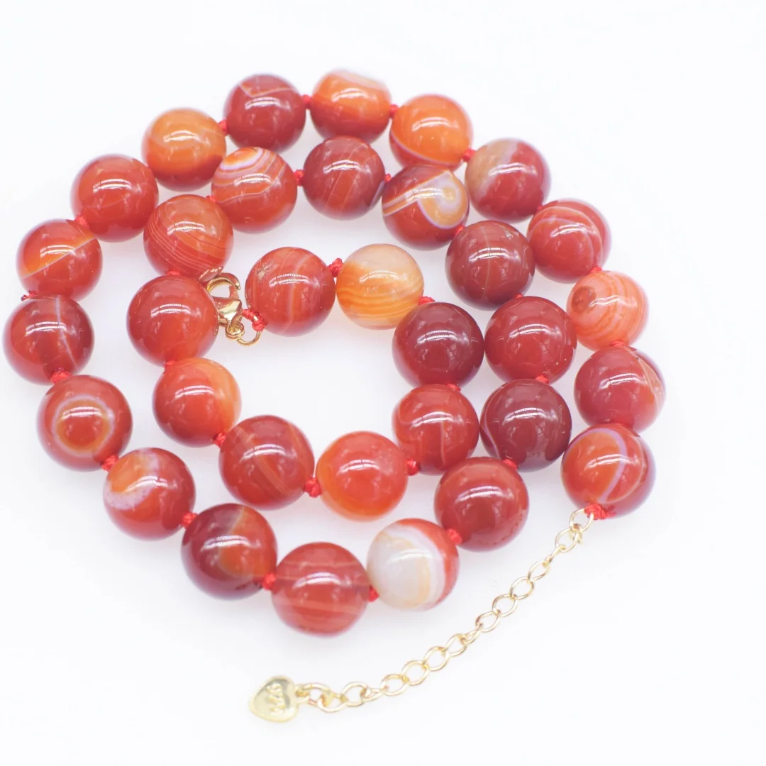 Red Veins Agate Necklace round 12mm Women's 43cmJewelry FPPJ Wholesale Fashion Accessory
