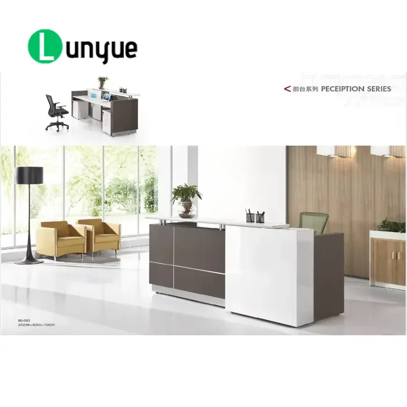 Custom Glass Reception Desk Counter Modern Office Furniture Front Desk Design for Business Lobby Hotel Reception Area Durable