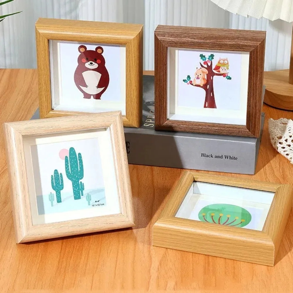 

Quality 4inch Mini Photo Frame Desktop Decoration Painting Display Mini Square Frame Wooden Oil Painting Frame Home