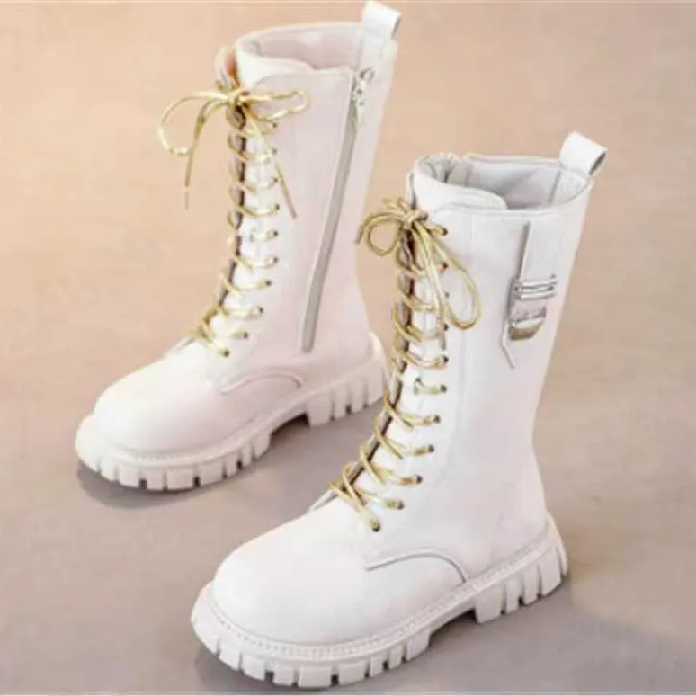 Mädchen Halbstiefel mit Seitenschnalle 2026 Neue Herbst-Kinderstiefel Robuste Schulstiefel Rutschfest Einfach Klassisch für Party und Alltag – Detail 2