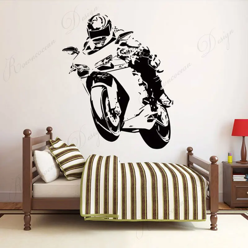 Motocross Wall Sticker Motorcycle Player Sport Motorbike Vinyl Home Decor Kids Room Teens Bedroom Dorm Wall Decals Mural 4206