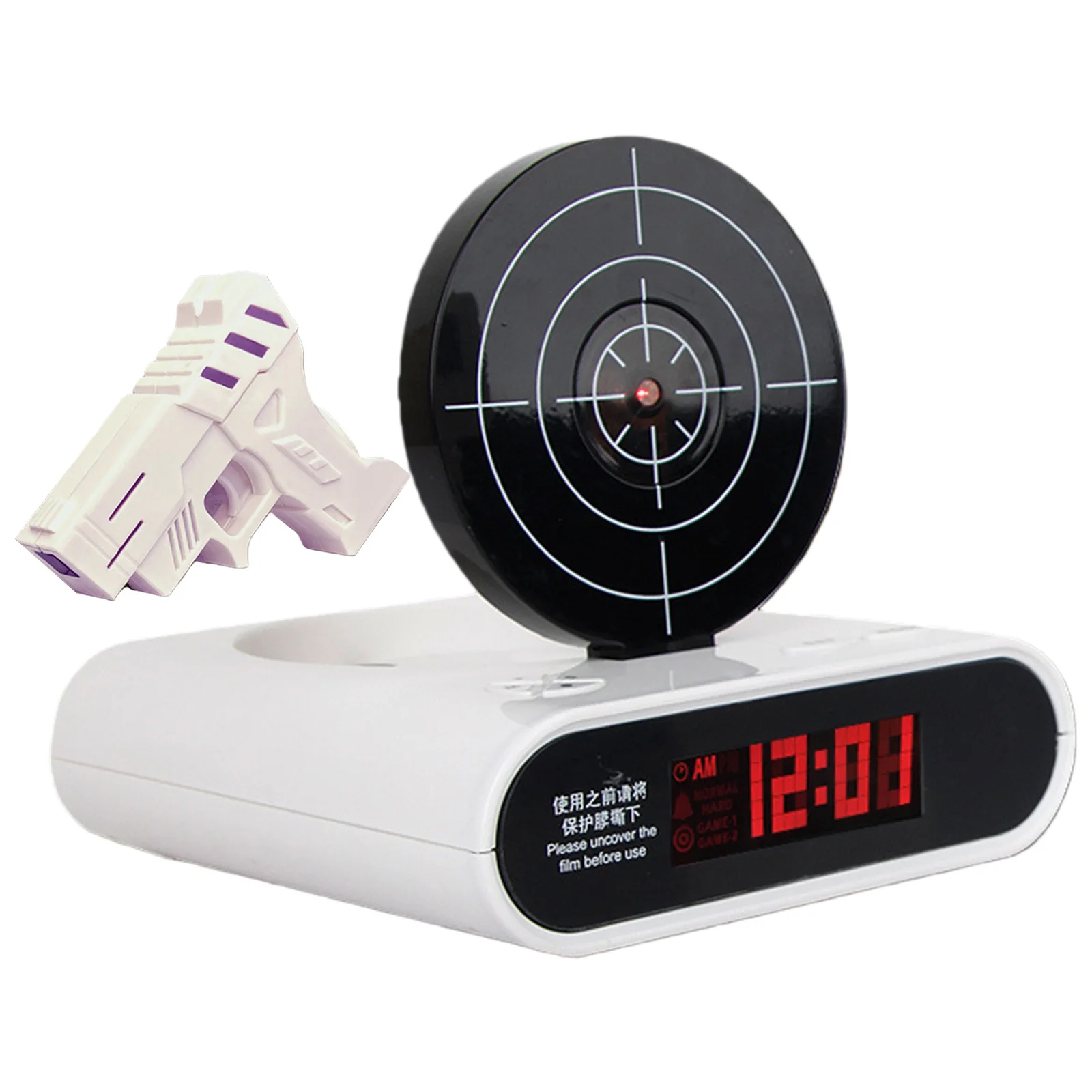 Target Wake UP Alarm Clock with Gun & LED Display Creative Target Shooting Clocks 2 Alarming Modes for Lazy Mute Office